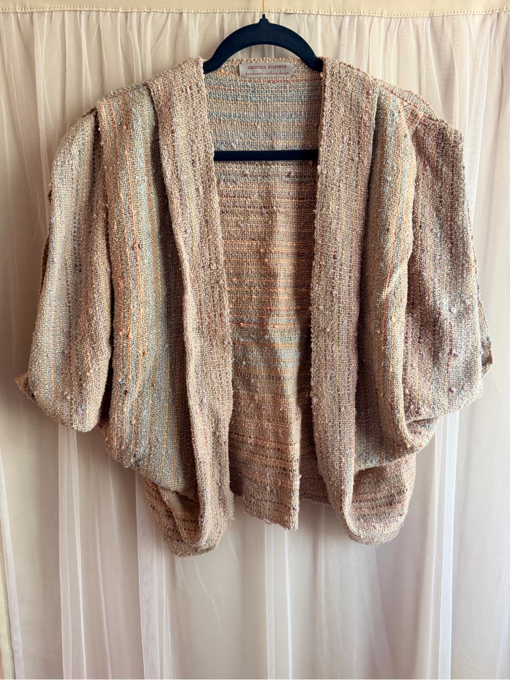 Open-Front Pastel Knit Shrug knit in muted pastels unique festival bohemian
